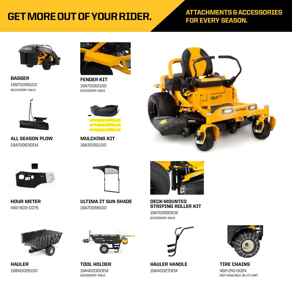 Cub Cadet Ultima ZT1 54 – 24HP Zero-Turn Mower, 54″ AeroForce Deck